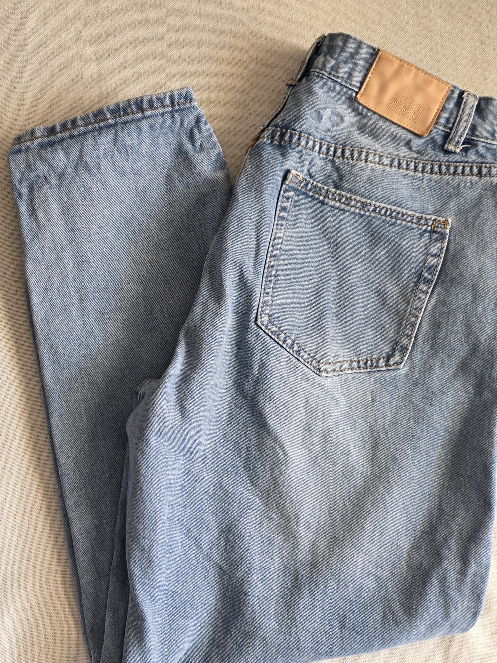 Blue Savvy Denim Jeans Light Wash Mom High Waist Baggy Parachute Tapered Size 9